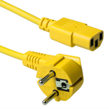 ACT Power Cable - CEE 7/7 Male (Angled) to C13 - 3m - Yellow
