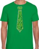 Bellatio Decorations Verkleed shirt heren - stropdas paillet groen - groen - carnaval - foute party S