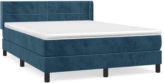 vidaXL Boxspring met matras fluweel donkerblauw 140x200 cm