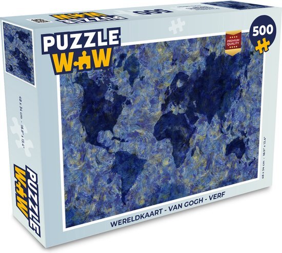 MuchoWow Puzzel Wereldkaart - Van Gogh - Verf - Legpuzzel - Puzzel 500 stukjes