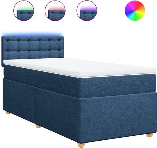 vidaXL Boxspring met matras stof blauw 100x200 cm