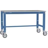 Manuflex AU7334.5007 table de travail universelle spéciale mobile avec plateau en acier, l x P x H = 1250 x 800 x 752-972 mm bleu brillant (RAL 5007)