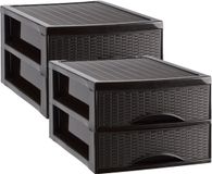 Plasticforte Ladekastje bureau organizer SORTED - 4x - 2 lades - donkerbruin