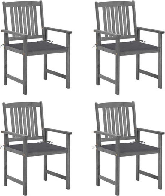 vidaXL Tuinstoelen 4 st met kussens massief acaciahout grijs