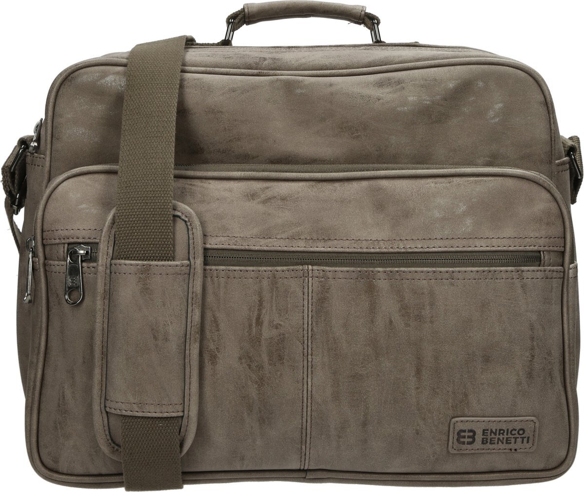 Enrico Benetti Rotterdam 66621 Laptoptas met 15" laptopvak / reportertas - Midden taupe