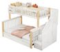 StarTech Kinderekkerbed Multifunctioneel Tweepersoonsbed Hout Opbergruimte Trap met Kast Zelfmontage Zonder Matras Wit/Natuurlijk