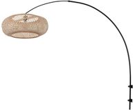 Steinhauer Zwarte boog wandlamp 4404ZW met naturel bamboe kap K2000HS