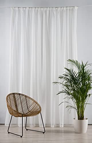 Imagine Living Textiles Berlin Sheer Curtain, Natural Batiste Look, Tape, Wit, 300x260 cm