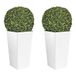 WellHome Prosperplast Urbi Square Bloempot, hoge bloempot van kunststof met witte tank, 55 cm breed, 29,5 cm diep, buxusbal Ø 36 cm