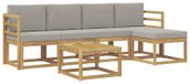 vidaXL Buiten bankenset 6 st Wit en Lichtgrijs Polyester