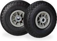 Famanu - Set van 2 steekwagenwielen, massief rubber 260x85 mm, draagkracht 80 kg, as 20 mm