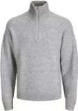 JACK&JONES JJESOHO OLLIE KNIT HALF ZIP SN Pull Homme Tricot Gris Clair Chiné L