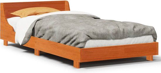 vidaXL Bedframe - 90x190 cm - Wasbruin - Massief grenenhout