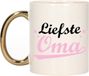 Bellatio Decorations Cadeau koffie/thee mok voor oma - roze met gouden oor - de liefste - keramiek