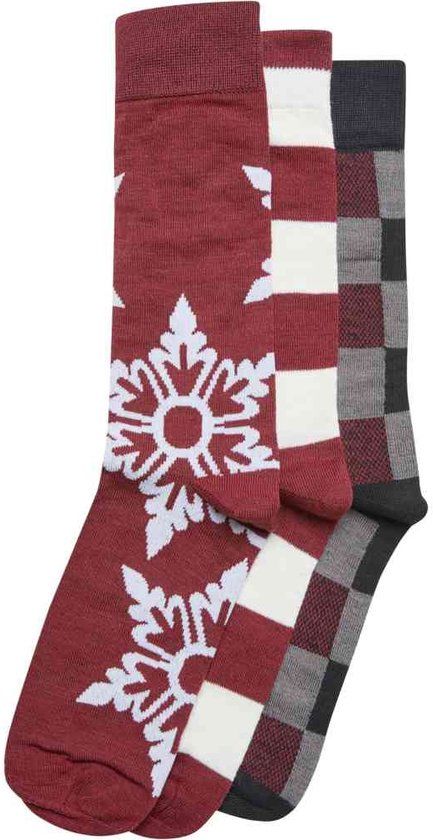 Urban Classics Christmas Snowflakes 3-Pack Socks - Bordeaux - 35/38