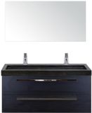 BES LED Seville Badmeubelset 120 cm - 2 Laden Black Oak - Wastafel Lucca Enkel met Spiegel