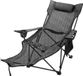 Collox Chaise de camping - Chaise d'extérieur avec appui-tête - Chaise longue - Pliable - Avec porte-gobelet et sac de rangement - Capacité de charge maximale 150 kg - Deux hauteurs réglables - 145 x 80 x 38 cm - Gris