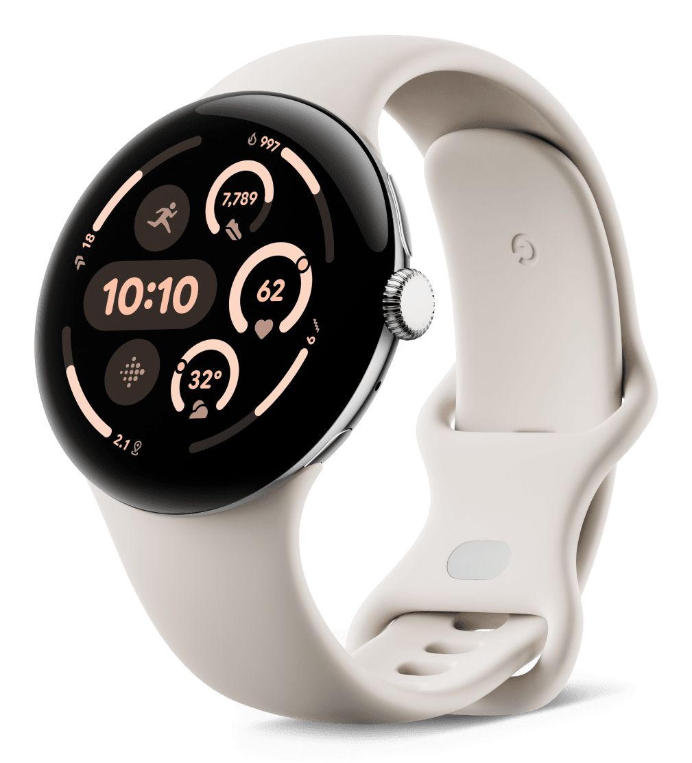Google Pixel Watch 3 - 45mm - Zilver/Porselein
