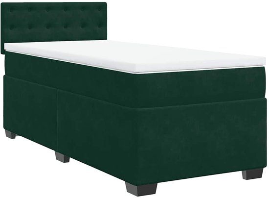 vidaXL Boxspring met matras fluweel donkergroen 100x200 cm