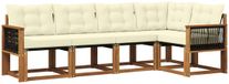 vidaXL - Hoek loungeset - 5 zitplekken - Natuurlijk en crème - Acacia hout