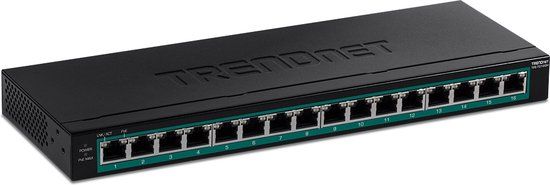 Trendnet TPE-TG160H Netwerkswitch Unmanaged Gigabit Ethernet (10/100/1000) Power over Ethernet (PoE) 1U Zwart