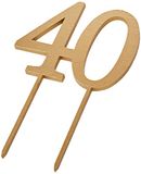Mopec W140 Taart Topper 40 in Goud, 12 x 17 cm, Hout, Meerkleurig, One Size