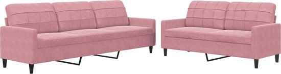 vidaXL 2-delige Loungeset met kussens fluweel roze