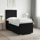 vidaXL Boxspringbed met matras met hoofdeinde Zwart 90 x 200 cm Stof