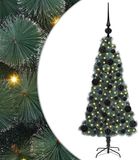 vidaXL - Artificielle - pré-éclairée - sapin de Noël - avec - set de boules - Vert - 120 - cm