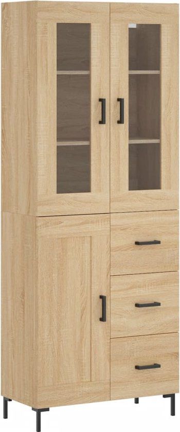 vidaXL Hoge kast 69,5x34x180 cm bewerkt hout sonoma eikenkleurig