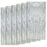 KOOSREEL 6 metalen gordijnen, zilverkleurig, 1 x 2 m