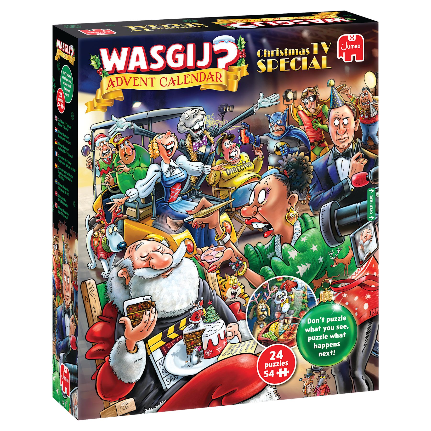 Jumbo Wasgij Kerstmis Adventskalender 2026 - Kerstmis tv-special - 24 puzzels met 54 stukjes - Aftelkalender