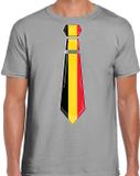 Bellatio Decorations Verkleed shirt voor heren - stropdas Belgie - grijs - supporter - themafeest M