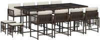 vidaXL 13-delige Tuinset met kussens poly rattan bruin