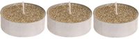 Merkloos Waxinelichtjes - theelichtjes - goud - 15x stuks - 6 cm - met glitter - kaarsen - kerst