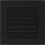 kratki Ventilatierooster voor open haard, 17 cm x 17 cm, zwart, met jaloezieën