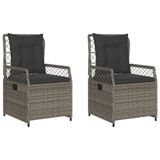 VidaXL Fauteuils de jardin 2 pièces Assise capitonnée Polyrattan, Acier Gris
