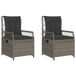 VidaXL Tuinstoelen 2 stuks Gecapitonneerde zitting Polyrattan, Staal Grijs