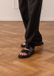 Manfield Heren Zwarte Leren Slippers Maat 46