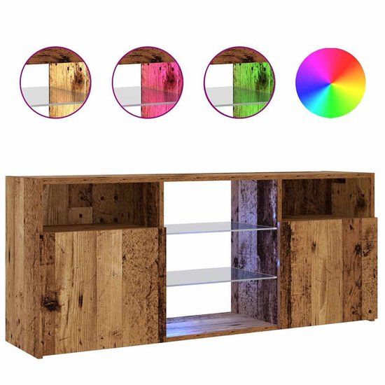 vidaXL Tv-meubel met LED 120x30x50 cm bewerkt hout oud hout