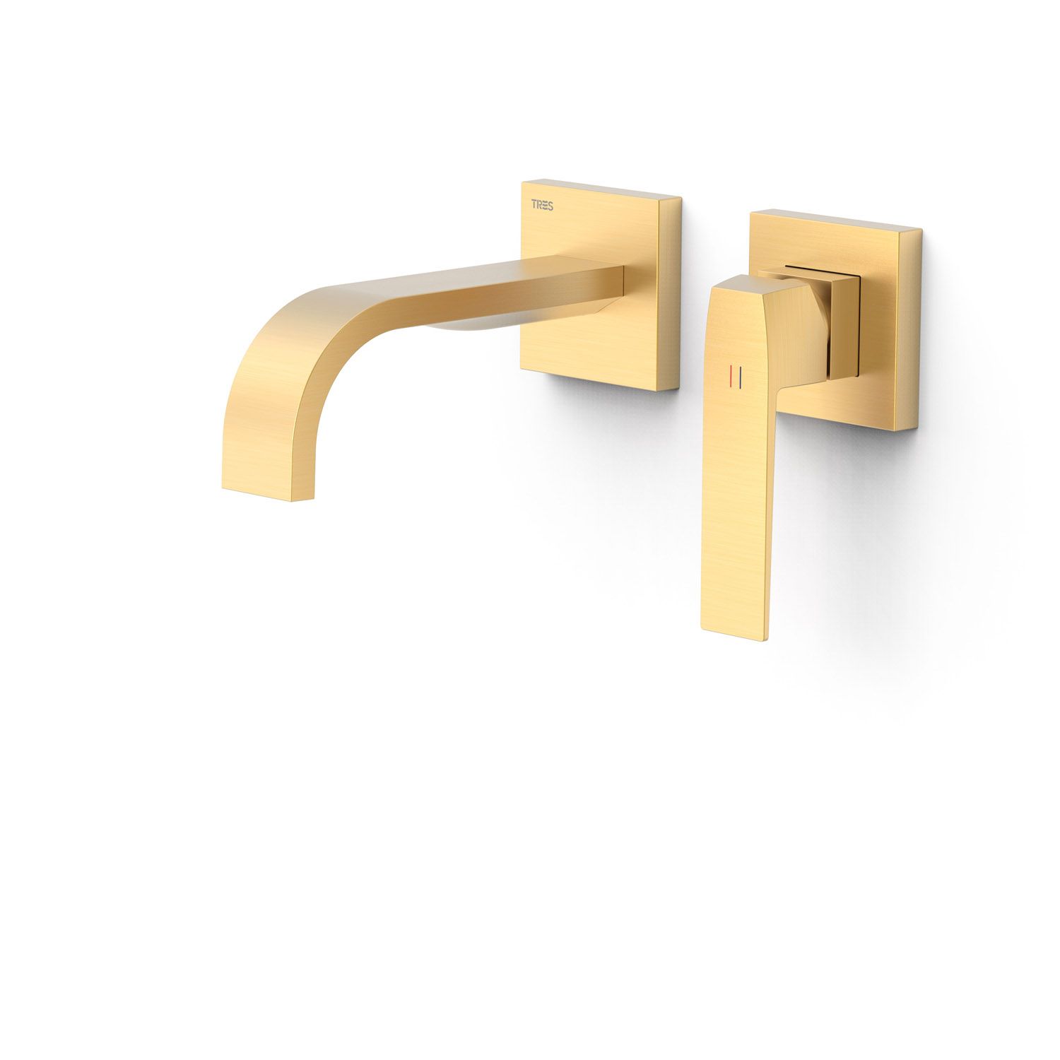 Tres Wastafelmengkraan inbouw slim exclusive 2 delen gebogen uitloop mat goud