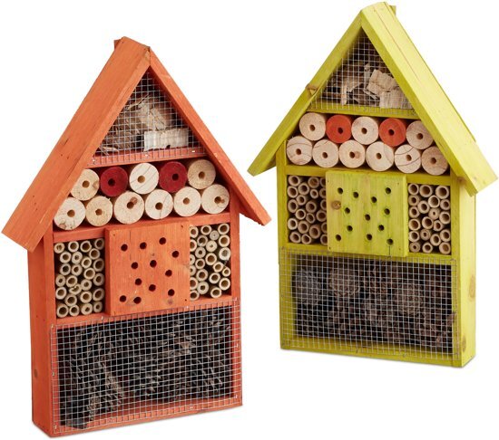 Relaxdays - insectenhotel - insecten huis - vlinders - bijen - overwinteren tuin oranje