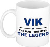 Bellatio Decorations Naam cadeau Vik - The man, The myth the legend koffie mok / beker 300 ml - naam/namen mokken - Cadeau voor o.a verjaardag/ vaderdag/ pensioen/ geslaagd/ bedankt