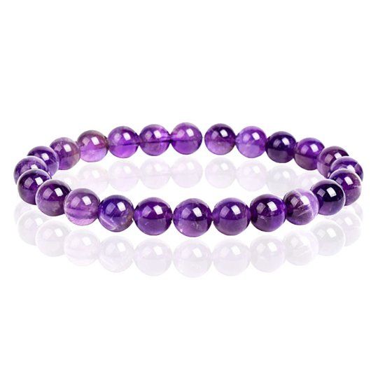 Memphis No.6 Natuursteen Armband met 8mm Amethist Kralen