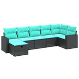 vidaXL 7-delige loungeset met kussens, poly rattan, grijs