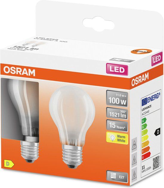 Osram E27 LED Lamp - 11W 2700K - Warm White - 320° Beam Angle