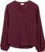 s.Oliver Gestructureerde blouse V-hals Lange mouw Effen Polyester Bordeaux Dames 38