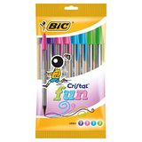 BIC Cristal Fun gekleurde balpen met brede punt (1,6 mm), verschillende kleuren, 10 stuks