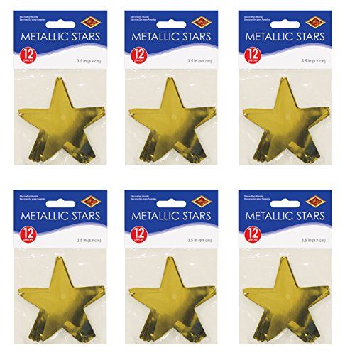Beistle Metal Star Cutouts - 72 Pieces - Gold