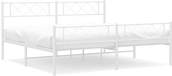 vidaXL Bedframe met hoofd- en voeteneinde metaal wit 193x203 cm